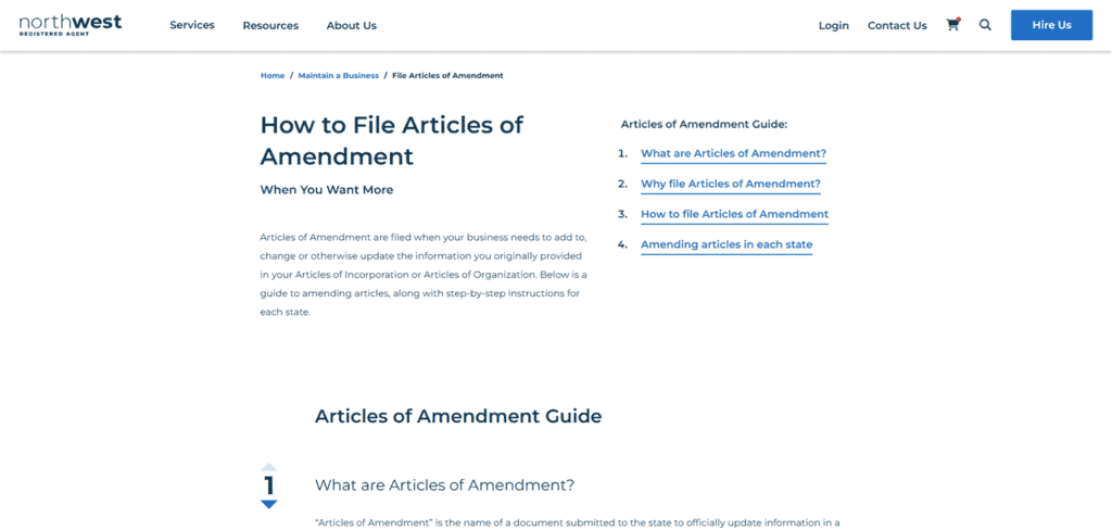 Northwest business amendments