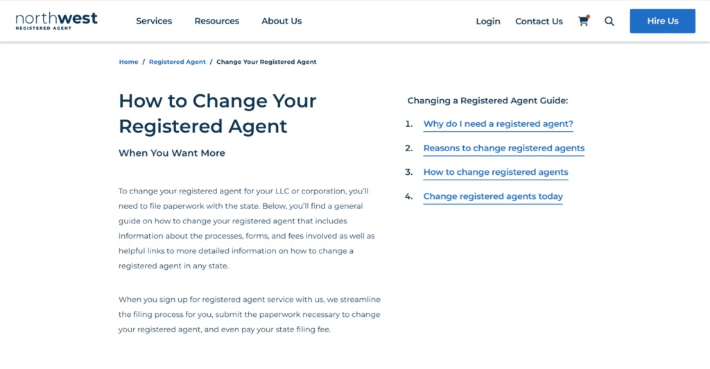Northwest change registered agent