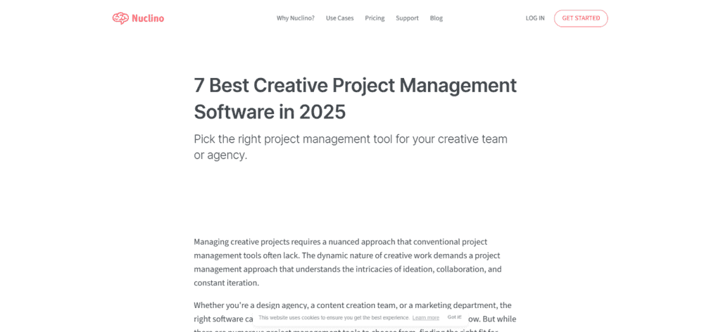 Nuclino creative agency project management software