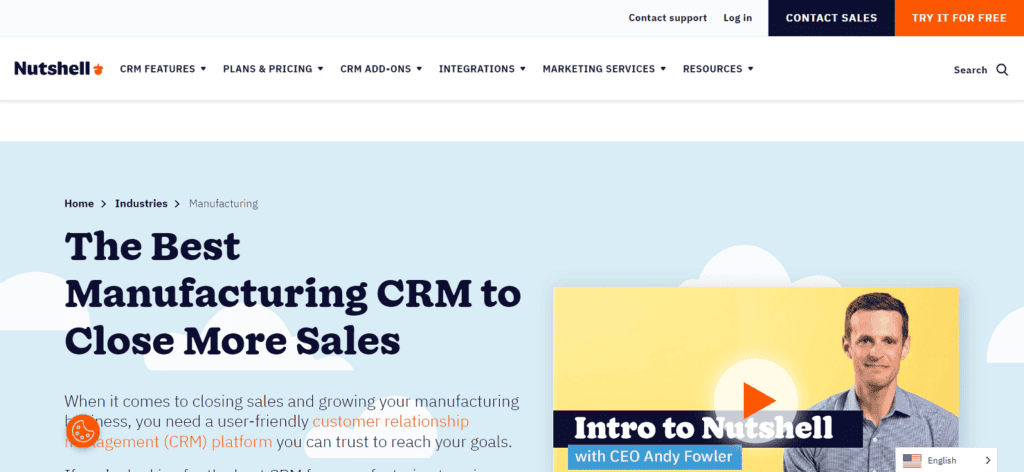 Nutshell manufacturing CRM