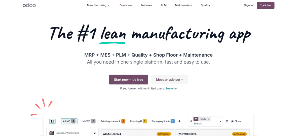 Odoo manufacturing project management software