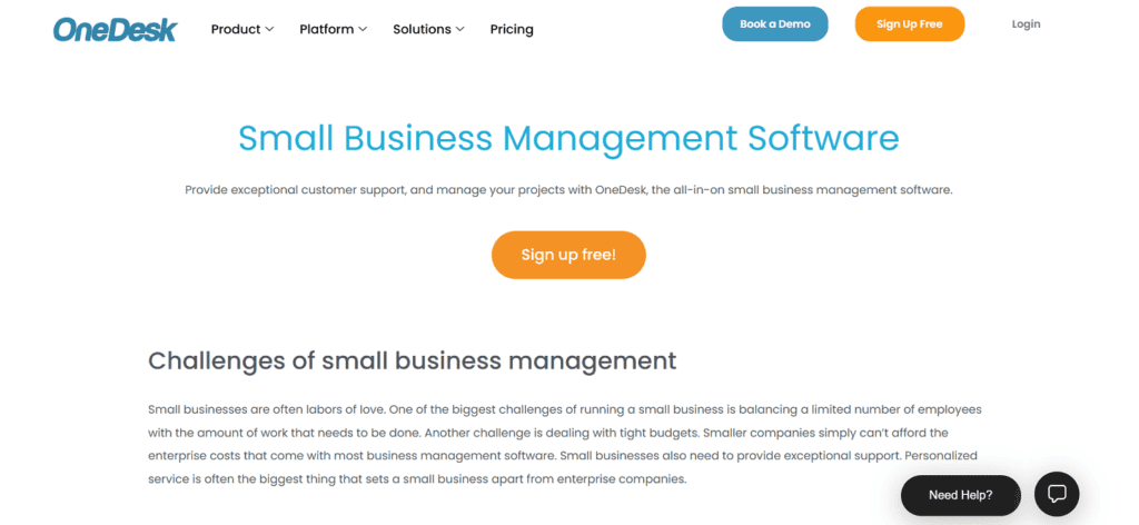 OneDesk small business project management software