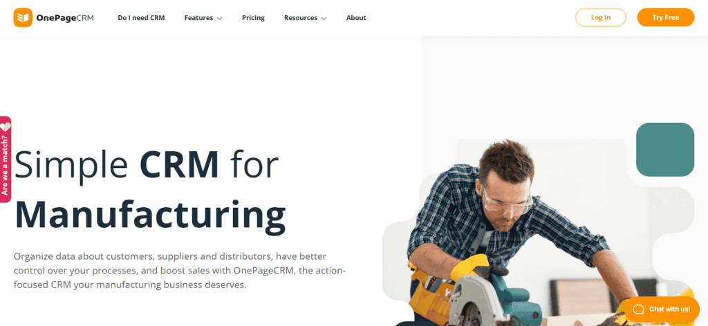 OnePageCRM manufacturing CRM