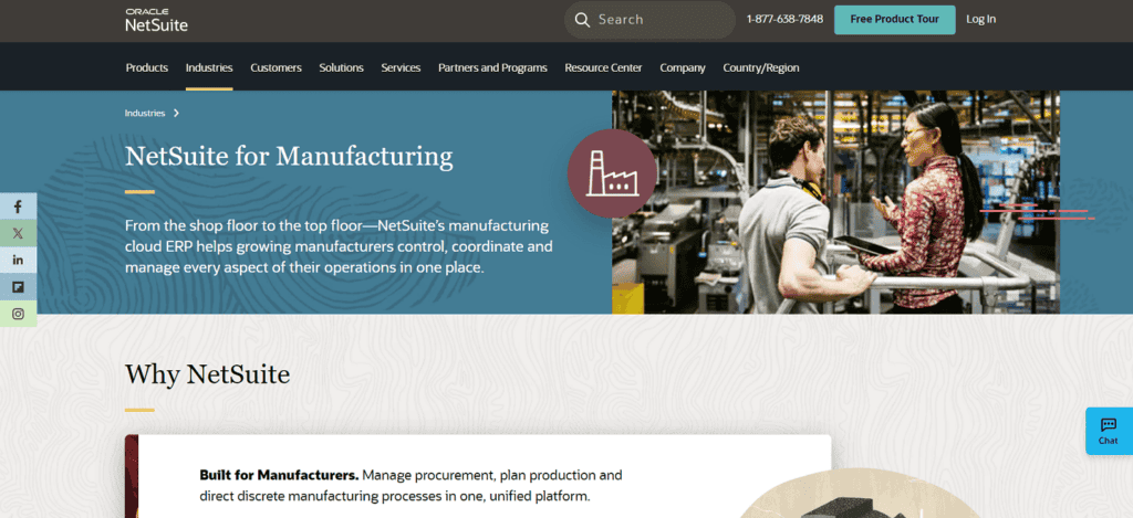 Oracle NetSuite manufacturing CRM