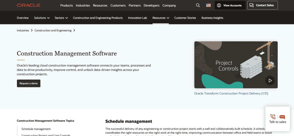 Oracle construction project management software