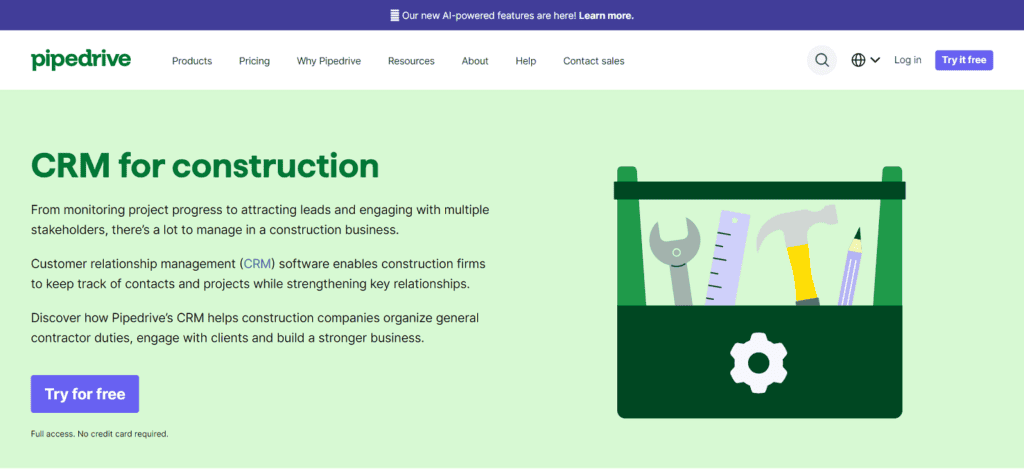 Pipedrive construction CRM