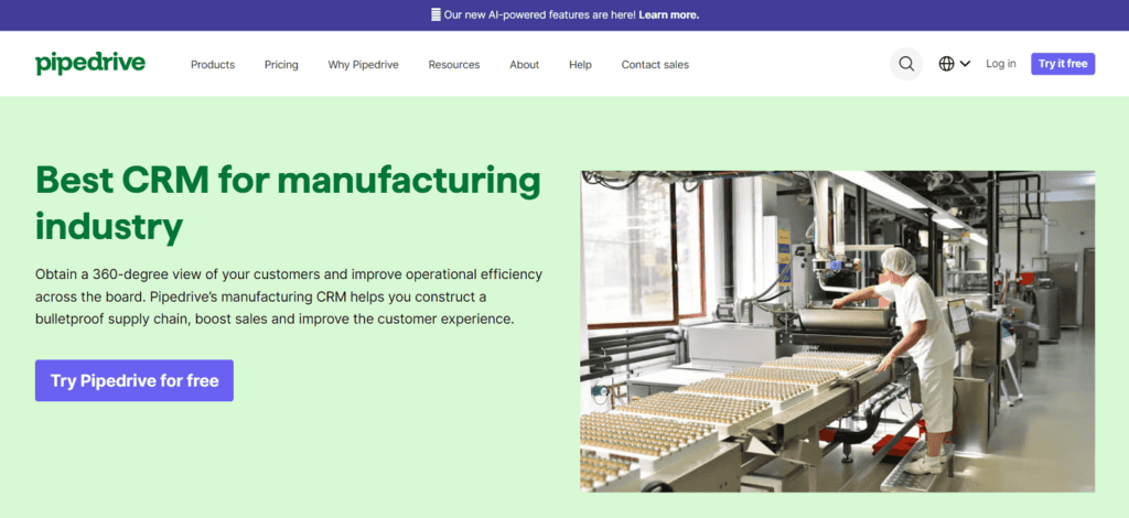 Pipedrive manufacturing CRM