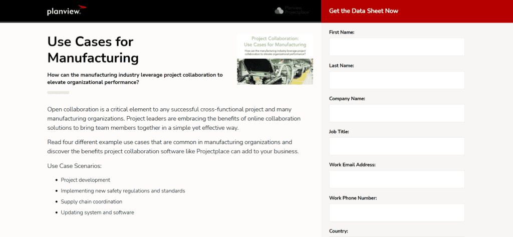 Planview manufacturing project management software