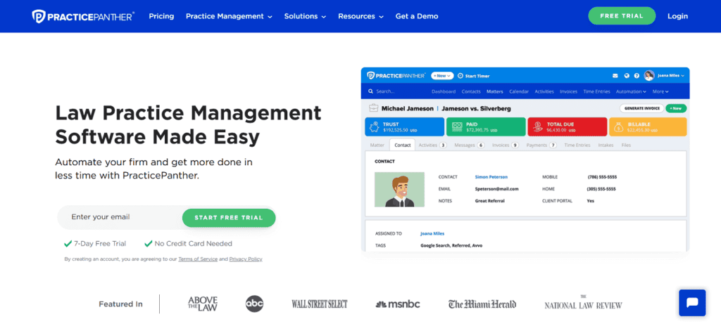 PracticePanther legal project management software