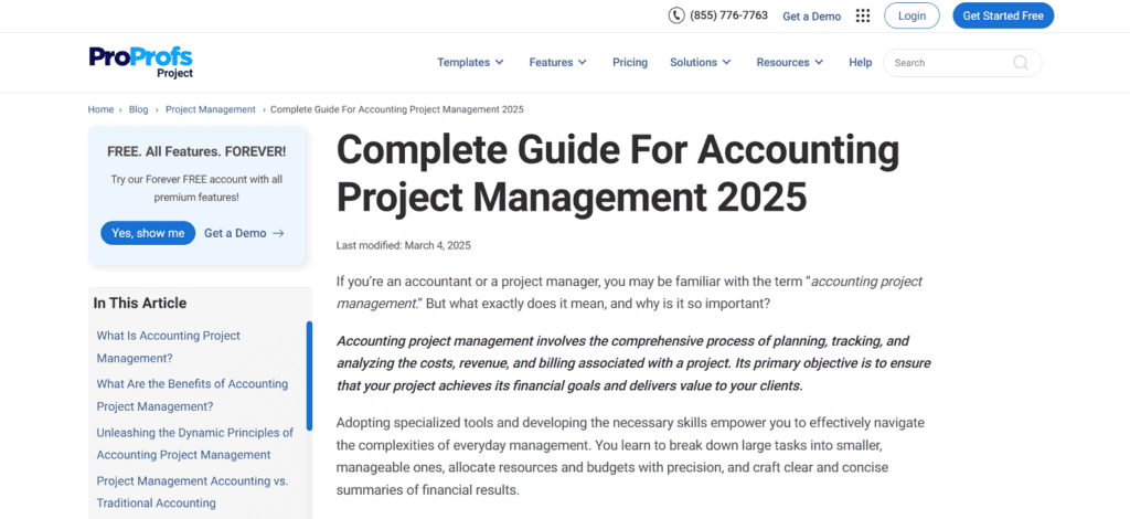 ProProfs accounting project management software