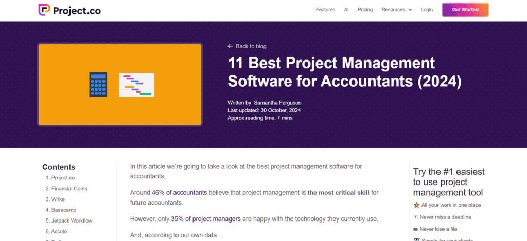 Project.co accounting project management software