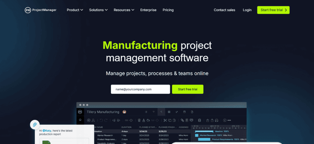 ProjectManager manufacturing project management software