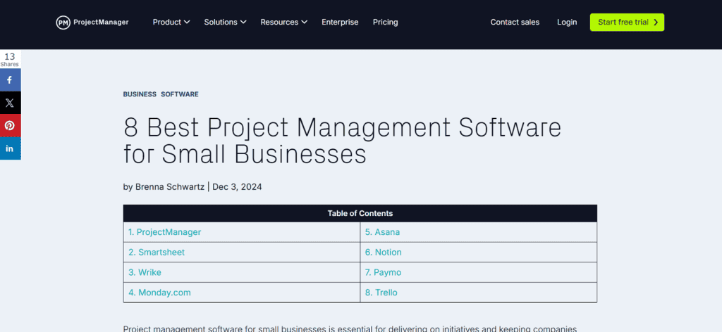 ProjectManager small business project management software