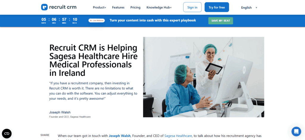 Recruit CRM applicant tracking healthcare