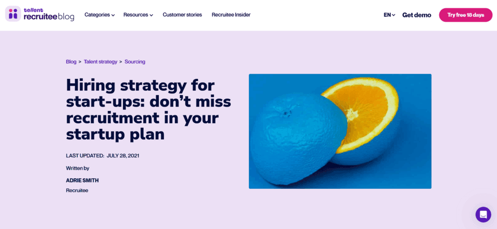 Recruitee applicant tracking startups