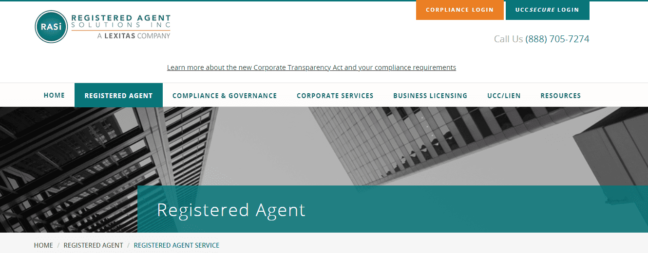 Registered Agent Solutions Landing Page