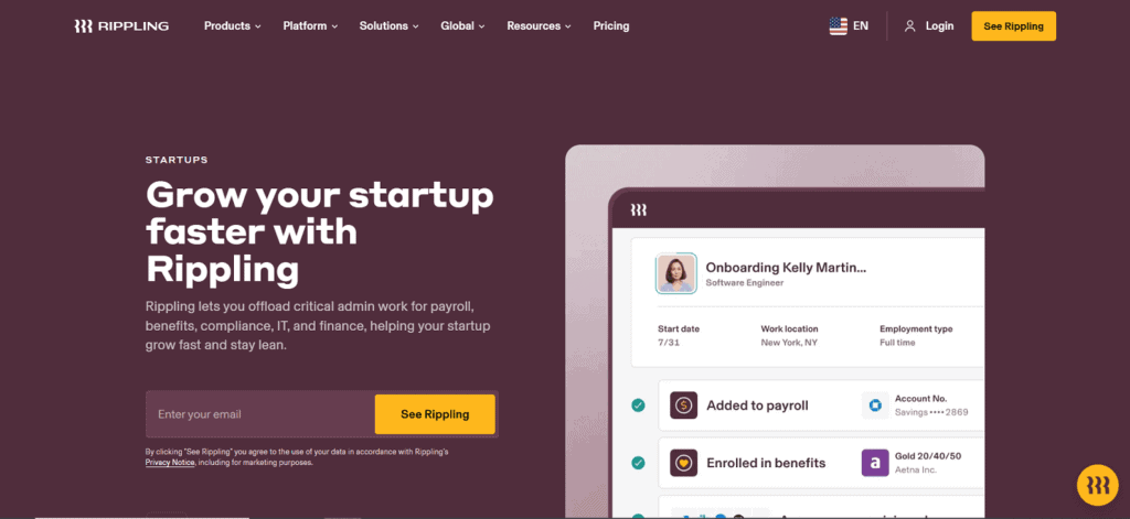 Rippling applicant tracking startups