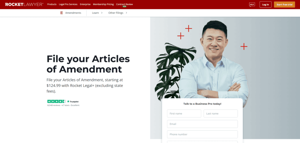Rocket Lawyer business amendments