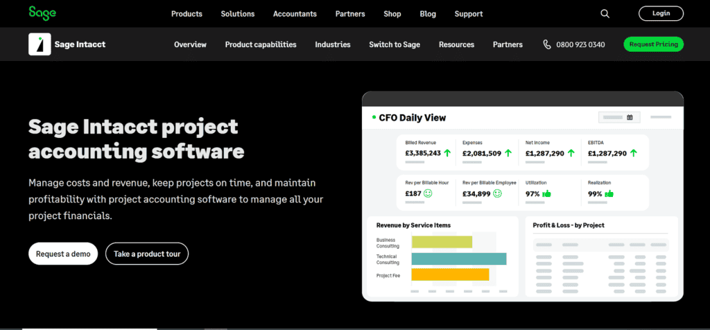 Sage accounting project management software