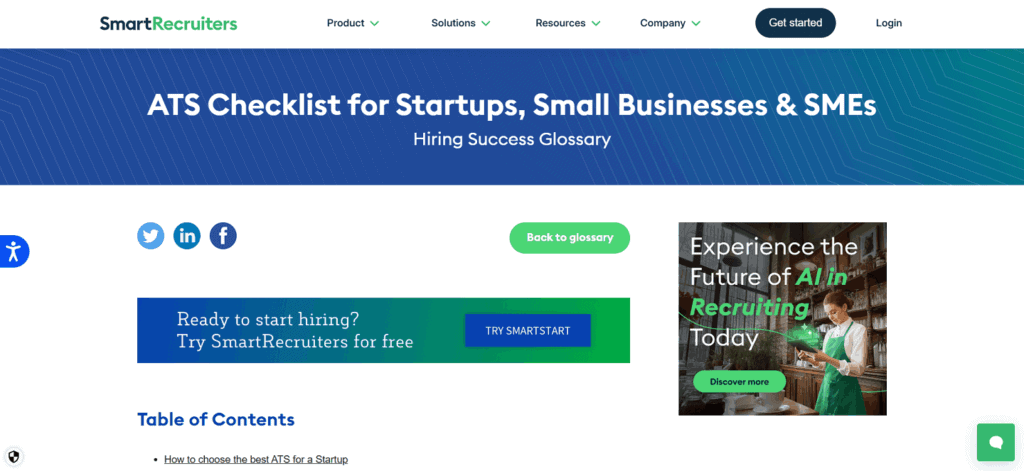 SmartRecruiters applicant tracking startups