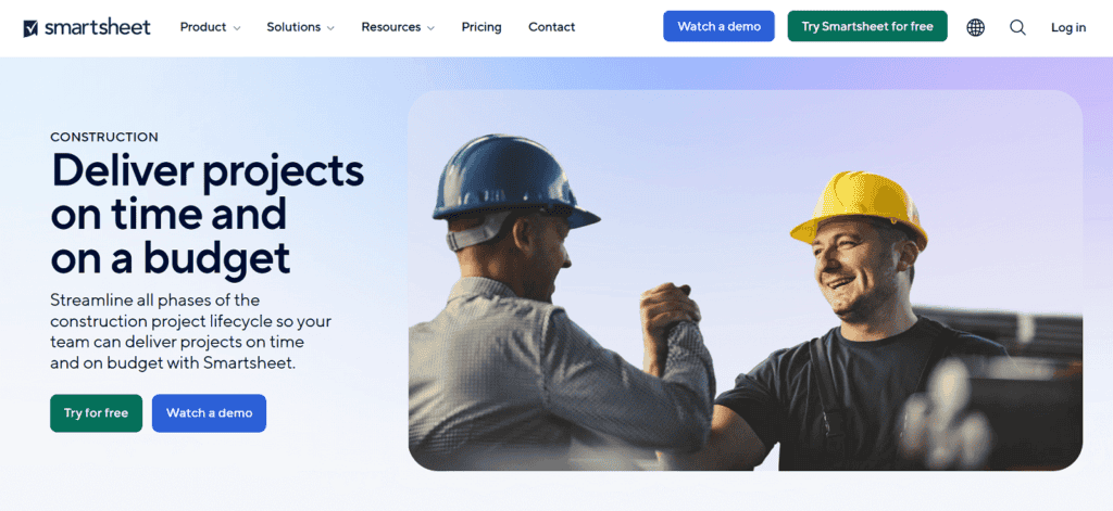 Smartsheet construction project management software