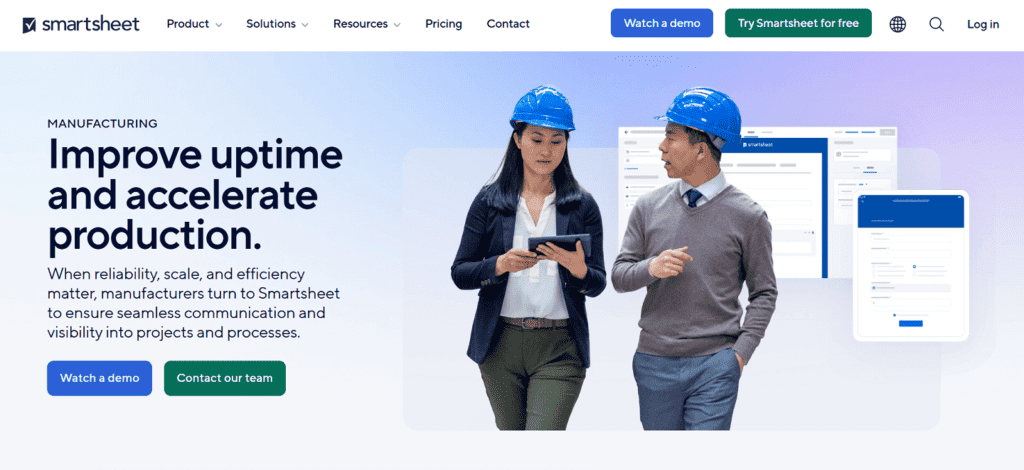 Smartsheet manufacturing project management software
