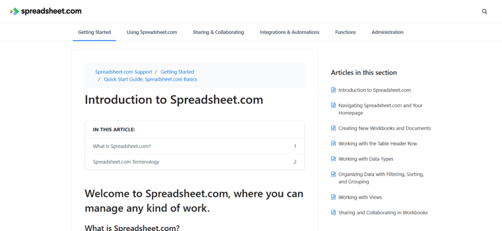 Spreadsheet.com construction project management software
