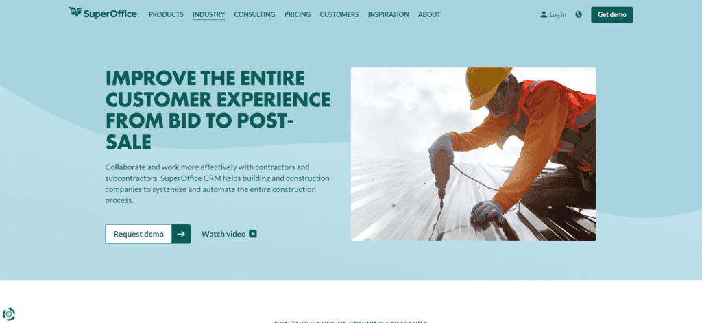 SuperOffice CRM construction CRM