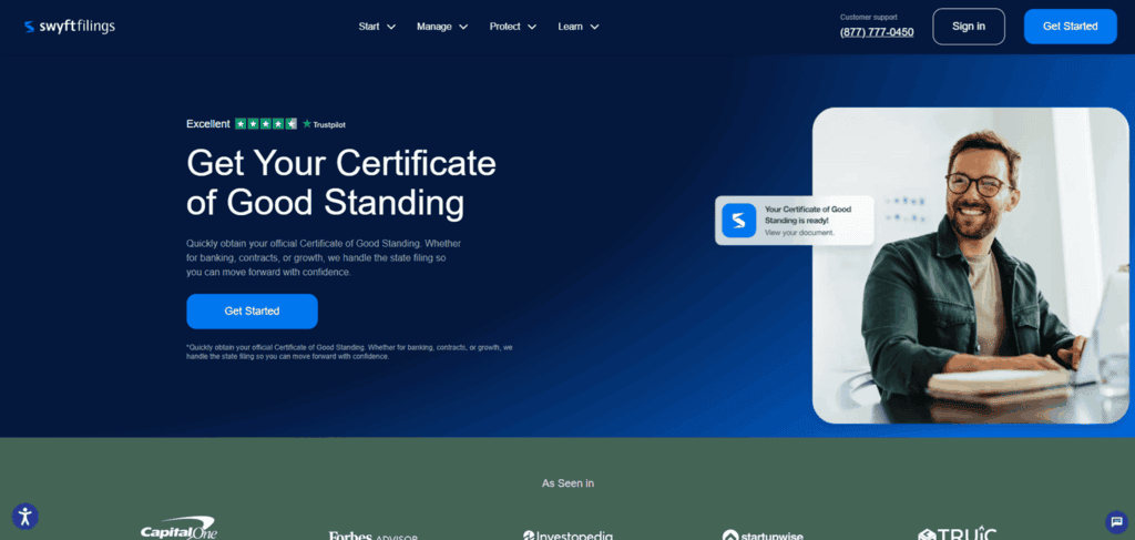 Swyft Filings Certificate of Good Standing