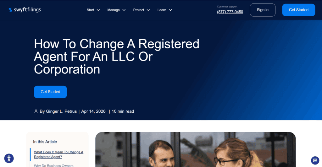 Swyft Filings change registered agent