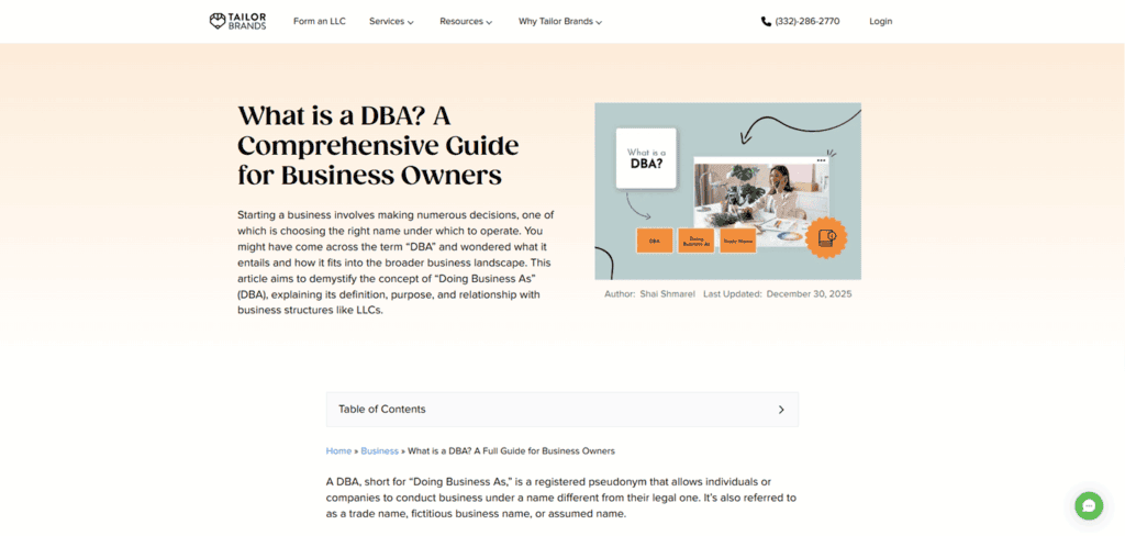 Tailor Brands File DBA