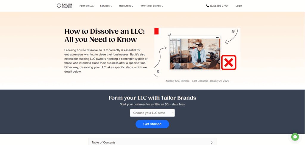 Tailor Brands dissolve LLC