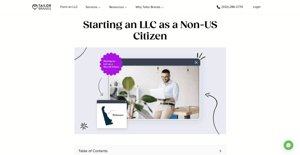 Tailor Brands non US resident company formation