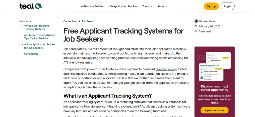 Teal applicant tracking job seekers