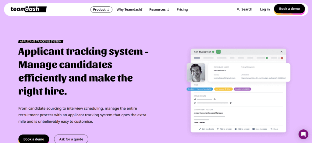 Teamdash applicant tracking