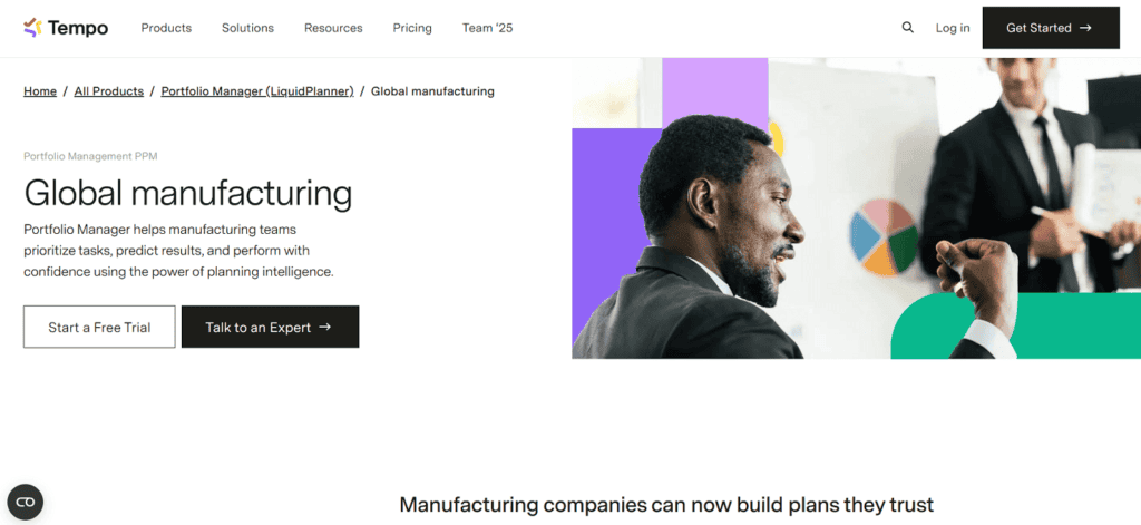 Tempo manufacturing project management software