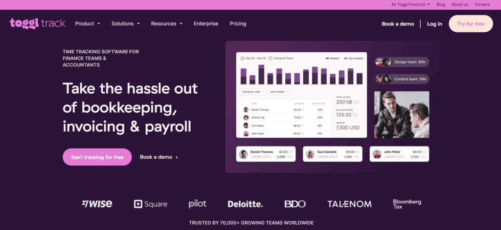 Toggl Track accounting project management software