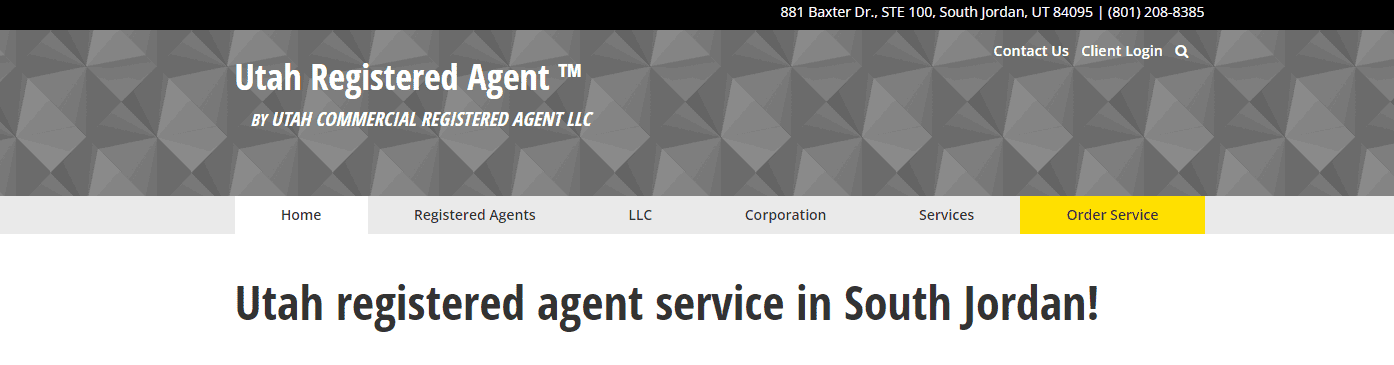 Utah Registered Agent LLC Landing Page