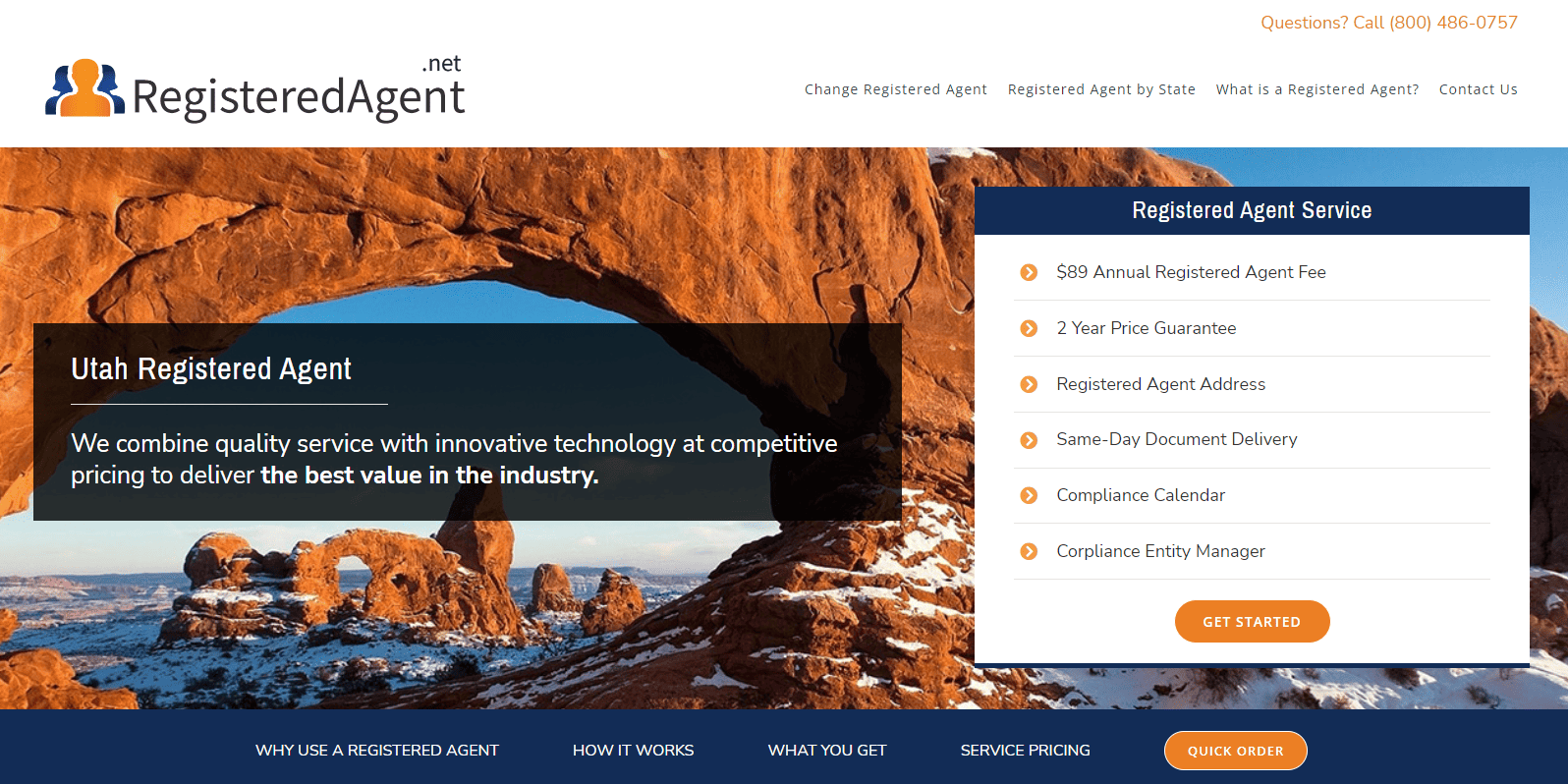 Utah Registered Agent Net Landing Page