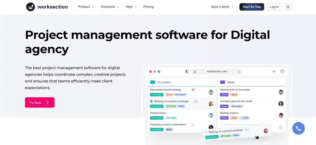 Worksection creative agency project management software