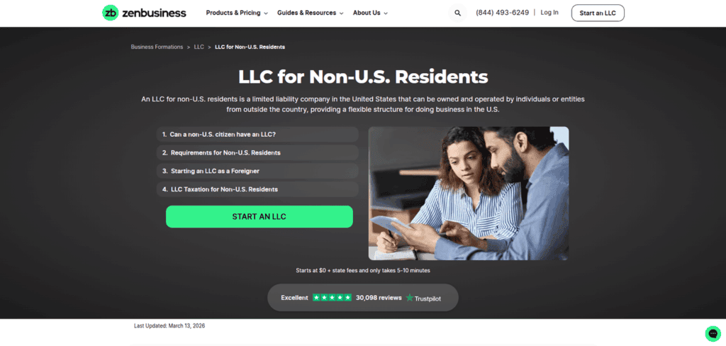 Zen Business non US resident company formation