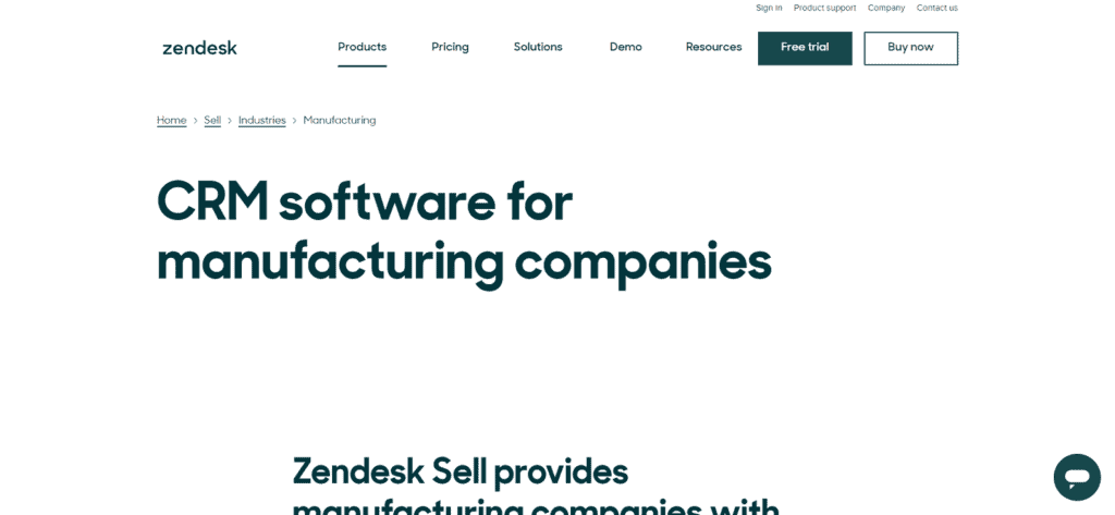 Zendesk manufacturing CRM