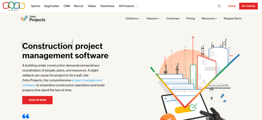 Zoho Projects construction project management software