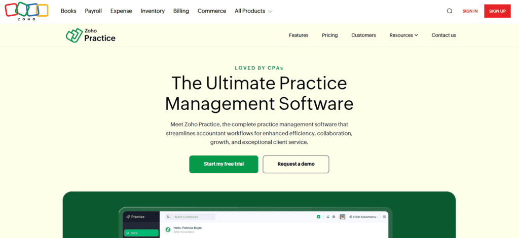 Zoho accounting project management software