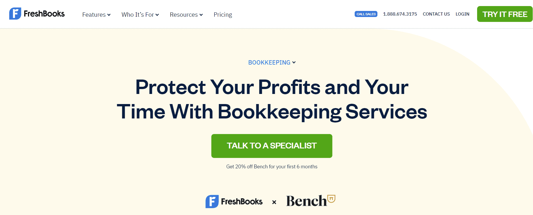 Freshbooks landing page