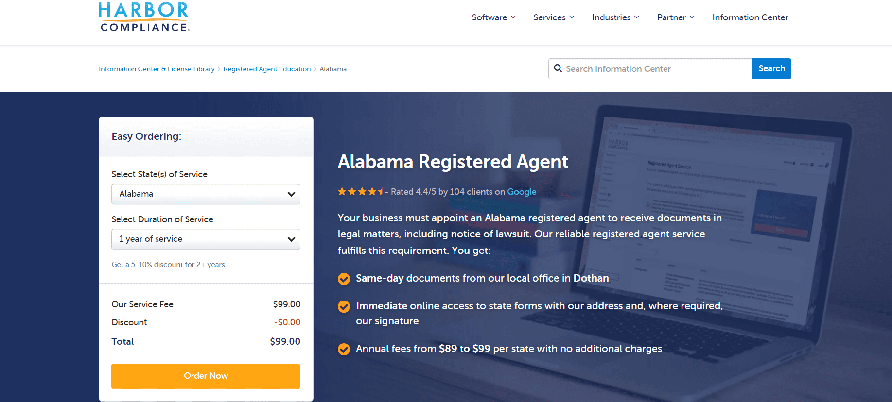 Harbor Compliance landing page.