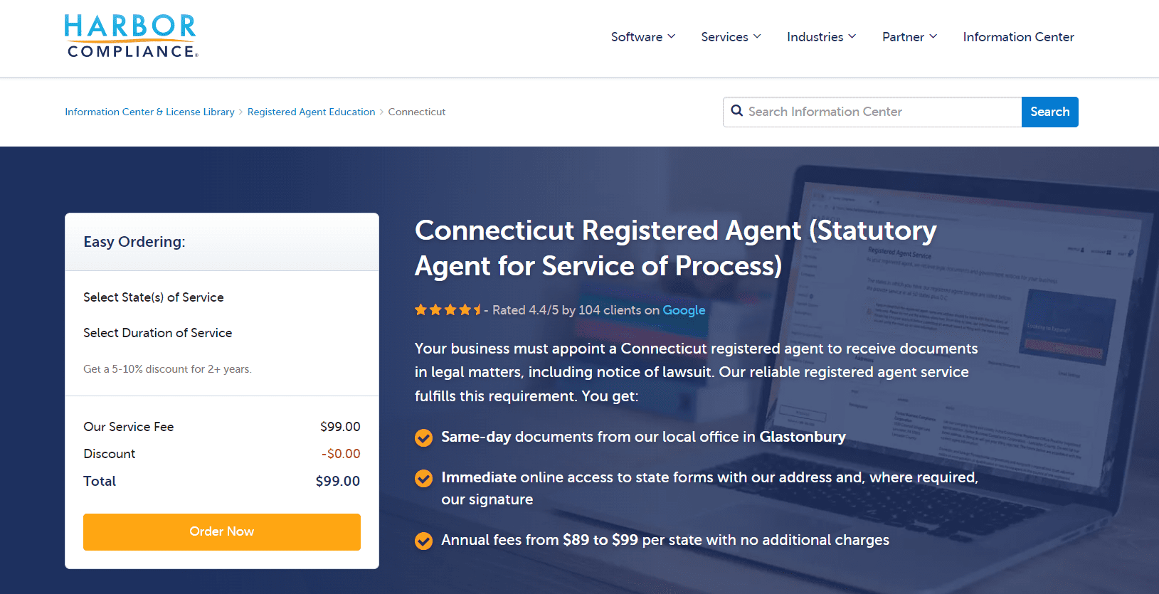 Harbor Compliance landing page.