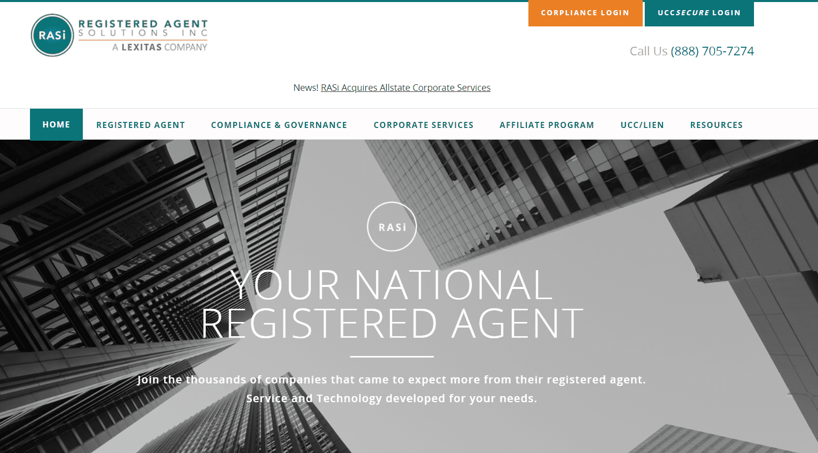 Registered Agent Solutions Inc. landing page