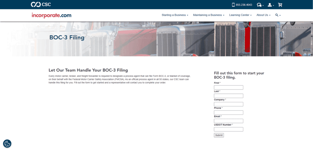 incorporate.com BOC-3 process agent