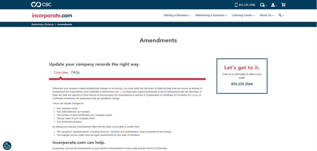 incorporate.com business amendments